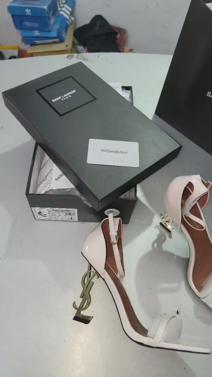 SAINT LAURENT OPYUM Beige High Heel Sandals